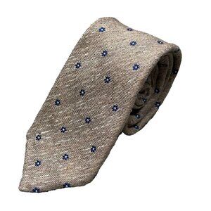 Altea Milano Silk Linen Tie Made in Italy Knitted Floral Beige 3.5"